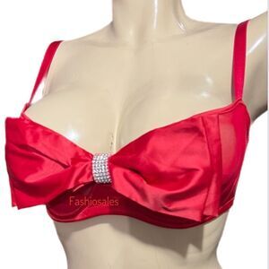 Victoria’s Secret Dream Angels Wicked Unlined Rhinestone Bow Balconette bra Red